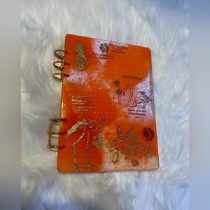 Vibrant Orange Resin Notebook: Elegance in Golden Accents | Can be customized